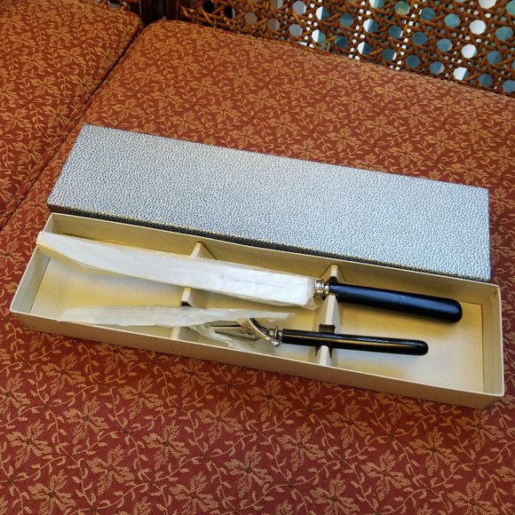 Vintage Signature Sheffield England Cutlery Set Gift Box Meat Fork Carving Knife - Picture 1 of 12